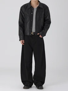 DAZY Spring/Autumn Black Washed Distressed Rivet Design Street Style Men's Jeans - Black - View 4