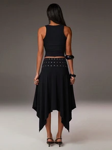 Athîral Women's Casual Versatile Daily Skirt - Black - View 2