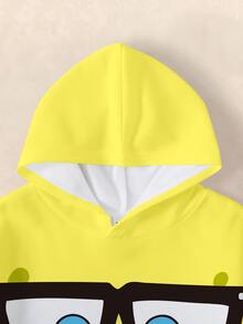 SpongeBob SquarePants | SHEIN Young Boy Cartoon Print Long Sleeve Casual Sweatshirt - White - View 5