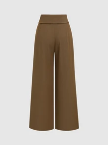 Sweetra Spring/Autumn New Patchwork Waistband Fashionable Suit Pants, Casual & Stylish, Suitable For Commuting And Daily Wear - Brown - View 2
