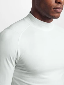 TekDrob Kaos lengan panjang model kerah tinggi dengan perlindungan UV dan kompresi elastis 4 arah, memberikan sensasi sejuk. - Putih - View 5