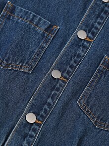 GlowEve Women's Commuter Long Sleeve Denim Dress With Pockets - Medium Wash - View 3
