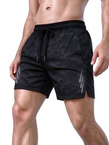 Gym Rark Men's Drawstring Waist Casual Versatile Daily Travel Sports Shorts - Black - View 3