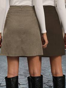 Struktiv Women's Casual Solid Color Skirt, Minimalist & Fashionable For Everyday Wear - Multicolor - View 2