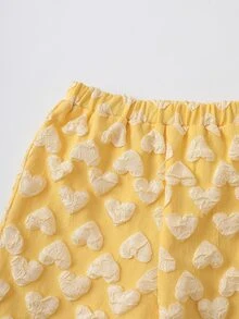 LOONEY TUNES X SHEIN Baby Girl Bow Decor Long Sleeve Sweatshirt And Textured Pants Set - Yellow - View 6