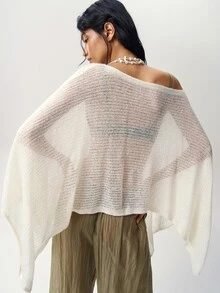 Bohemela Loose Bohemian Style Shawl Sweater - Apricot - View 7
