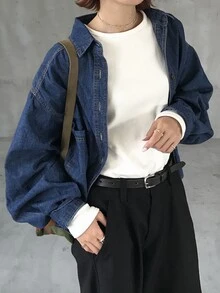 DAZY 女款保暖內裡修身純色T恤 - 米色 - 查看 8