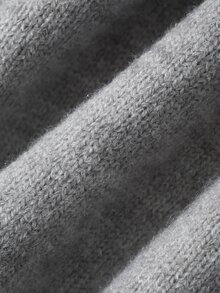 Livesso Autumn/Winter Round Neck Loose Minimalist Daily Waist-Cinching Casual Commute Grey Knit Sweater Dress - Grey - View 8