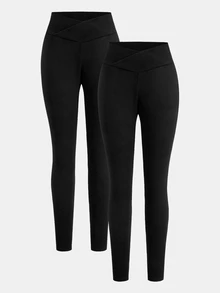 SHEIN 2PCS Teen Girls Leggings - Black - View 6