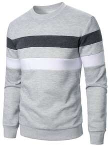 Manfinity Homme Men's Colorblock Casual Daily Wear Long Sleeve Sweatshirt - Multicolor - View 3