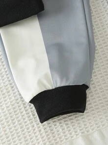 SHEIN 2件組男孩運動套裝，街頭風，酷炫三色條紋衛衣 + 長褲，柔軟舒適，極簡風，適合日常、上學、旅行、運動，春秋款 - 彩色 - 查看 7