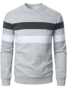 Manfinity Homme Men's Colorblock Casual Daily Wear Long Sleeve Sweatshirt - Multicolor - View 4