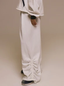 MUSERA Contrast Colour Waistband Pleated Loose Fit Jogger Trouser Winter Autumn Fall Christmas Cute Holiday Alpine Drift - Beige - View 3
