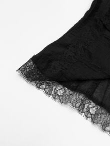 SHEIN Holidaya Women's Lace Patchwork Casual Versatile Daily Wear Top - Black - View 6