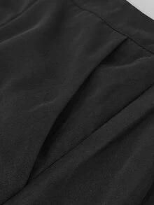 Maweii Rok Ukuran Besar Hitam Elegan dengan Detail Kerut dan Ikat Pinggang, Serbaguna - Hitam - View 8