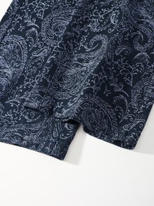 EMERY ROSE Plus Size Women Casual Wide Leg Jeans With Paisley Pattern, All Season - Blue - View 7