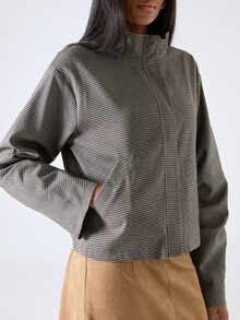 LYSMO Women's Houndstooth Dropped Shoulder Long Sleeve Casual Pocket Regular Jacket - Multicolor - View 5