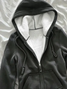 IslaSuriya Sweatshirt Lengan Panjang Wanita Musim Gugur dengan Resleting - Grey - View 4