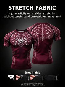Gym Rark Men's Spider Print Raglan Short Sleeve Sports T-Shirt, Gym - Multicolor - View 1