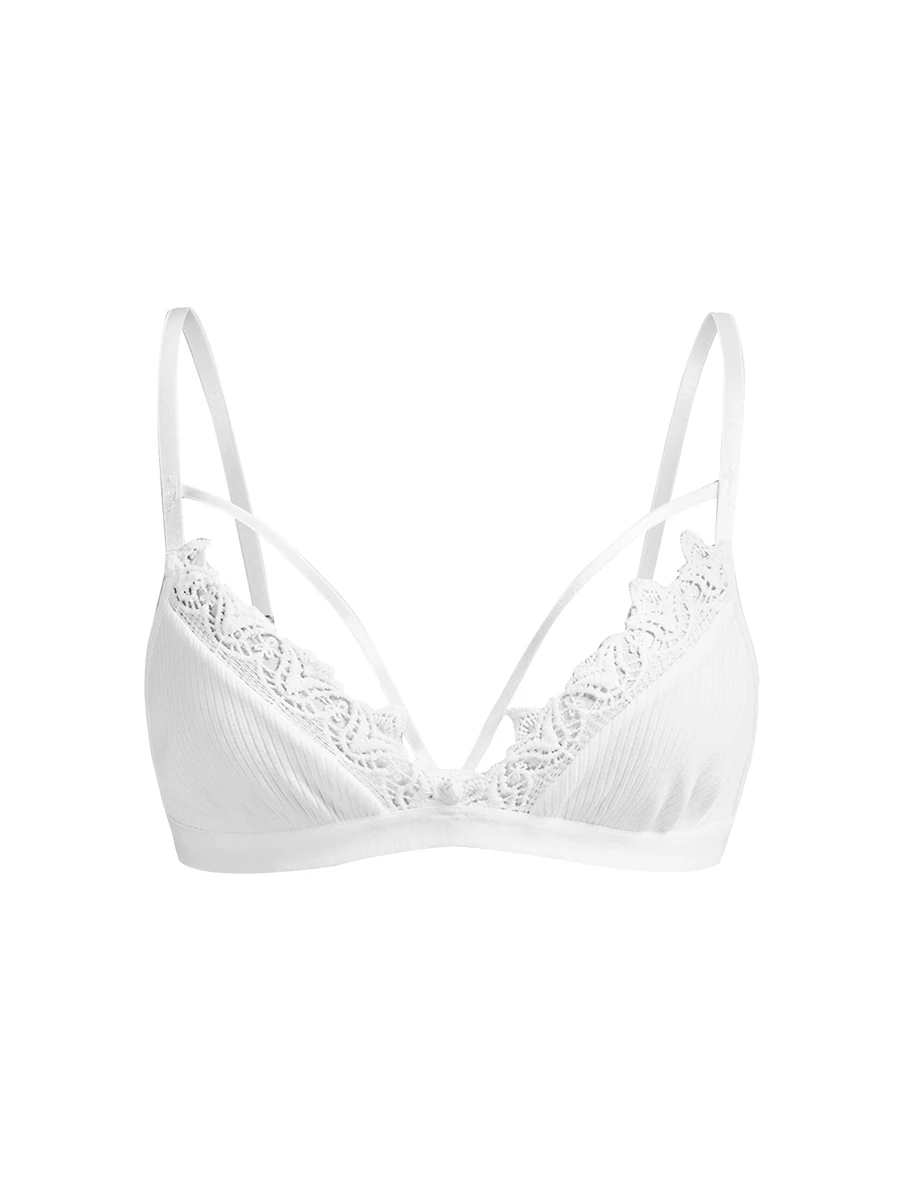 Ocili Women's Sweet Lace Sexy Bra - White - View 1