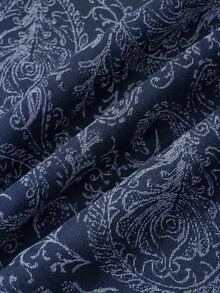 EMERY ROSE Plus Size Women Casual Wide Leg Jeans With Paisley Pattern, All Season - Blue - View 8
