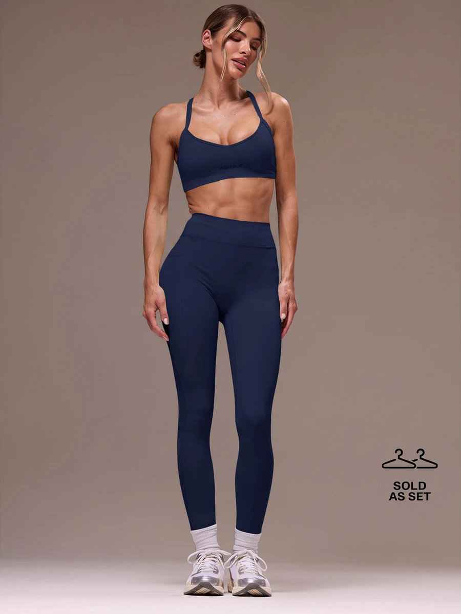 Musera Sport 女款交叉背上衣與緊身褲運動套裝,適合健身房、健身、瑜伽、皮拉提斯及日常休閒穿著 - 紫色 - 查看 1