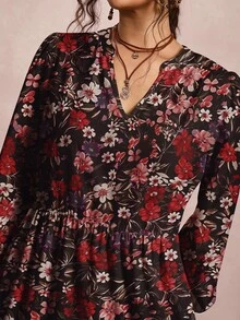 Freevana 大尺碼浪漫優雅碎花印花洋裝 - 彩色 - 查看 5