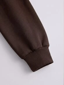SHEIN Sweetra Young Tween Girls Fleece Fall Clothes Casual #23 Graphic Oversized Sweatshirt, Warm, Fall, Winter, Outfit, Comfortable, Daily, Long Sleeve, Loose - Brown - View 4