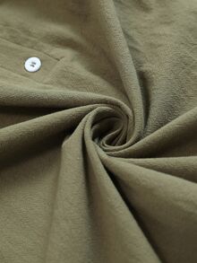 Weeklong Plus Size Square Neck 3/4 Puff Sleeve Blouse, Half Button Textured Casual Shirt - Army Green - View 5