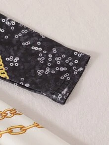 SHEIN 女童金屬鏈條圖案印花長袖洋裝 - 彩色 - 查看 7