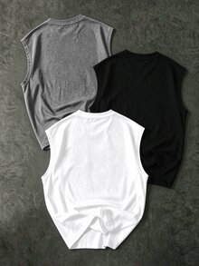 Sport MetroGents 男士運動背心，精緻面具圖案印花，適合跑步、騎單車、健身房、室內外穿著，適合個人使用或作為送給朋友的禮物 - 白色 - 查看 2