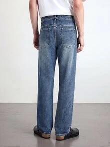 QuarKem Men's Mid-Waist Straight Leg Jeans, Vintage Distressed Washed ...
