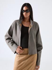 LYSMO Women's Houndstooth Dropped Shoulder Long Sleeve Casual Pocket Regular Jacket - Multicolor - View 7