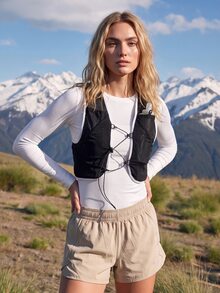 WanderVale Women's Pocket Design Adjustable Placket Outdoor Vest Jacket - Black - View 5