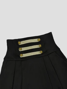 Holdful Holdful Solid Shirt & High Waist Fold Pleated Skirt - Black and White - View 6