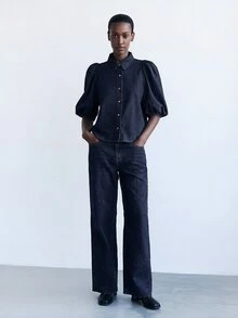 Maija Women's Casual Versatile Daily Denim Top - Black - View 7
