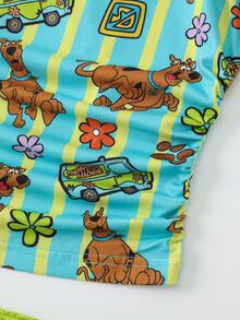 SCOOBY-DOO X SHEIN Women's Striped Camisole Top And Ruched Waist Shorts Pajama Set SCOOBY-DOO - Multicolor - View 7