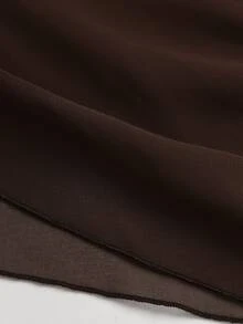Sweetra Tall Tall Women's Autumn Minimalist Elegant French Style Top, Suitable For Commuting And Dating, Featuring Waist-Cinching Cut, Asymmetrical Hemline And Asymmetrical Cold Shoulder Cape Design - Brown - View 3