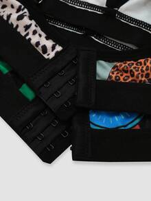 Chillnights Young Colorblock Sun Grid Geometric Leopard Print Knit 2pcs Women's Lingerie Bra - Multicolor - View 9