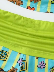 SCOOBY-DOO X SHEIN Women's Striped Camisole Top And Ruched Waist Shorts Pajama Set SCOOBY-DOO - Multicolor - View 5