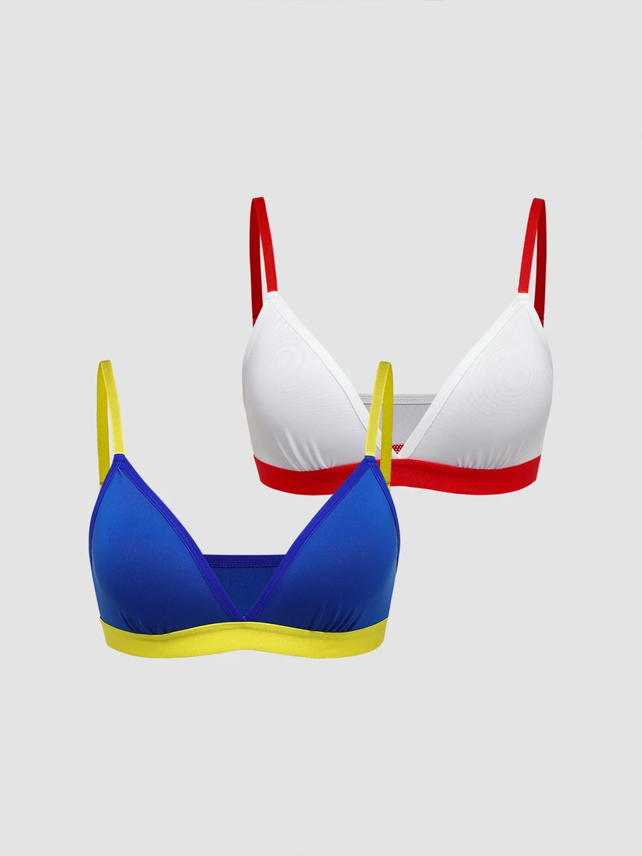 Chillnights Women's Colorful Contrast Color Bra 2pcs/Set - Multicolor - View 1