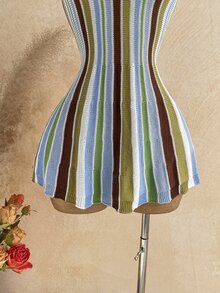 Soleia Women's Striped Casual Fashion Halter Knit Dress - Multicolor - View 5
