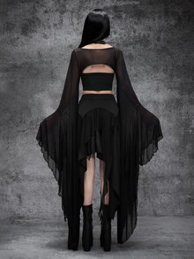 Cryptelle Autumn/Winter Gothic Style Design Long Sleeve Mesh Bolero Top Halloween Outfit,Bolero Only,Fall,Women Halloween Outfit - Black - View 2