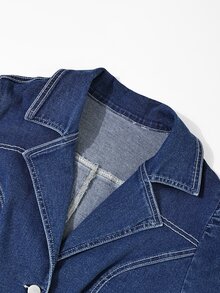 LUMIGAL Jaket Denim Romantis Model Baru Musim Gugur 2026 dengan Tali Serut, Cocok untuk Liburan, Kencan, dan Pernikahan - Biru - View 5