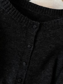 GlowEve CURVE Plus Size Women's Casual Dressy Traditional Lace Patchwork Ruffle Long Sleeve Button Round Neck Knit Cardigan Office Formal Formal Grey Autumn Winter - Black - View 4