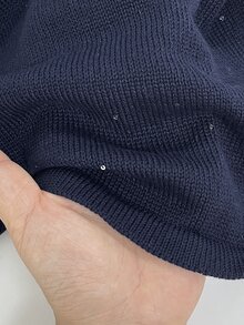 Rusticease New Spring/Summer Fresh Vintage Artistic Dyed Print Crew Neck Chic Ice Silk Lightweight Women's Pullover Sweater - Navy Blue - View 6
