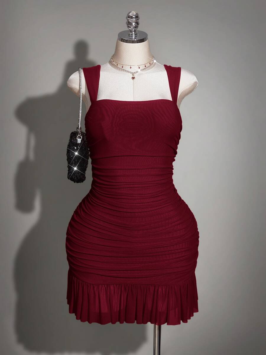 SHEIN ICON Plus Size Women's Red Summer Satin Party Date Night Retro 70 ...