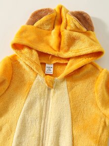SHEIN 男嬰拼接色保暖內裡加厚連帽長袖連身褲，百搭舒適 - 彩色 - 查看 4