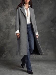 Holdful Holdful Women's Elegant Vintage Button Long Sleeve Coat - Dark Grey - View 6
