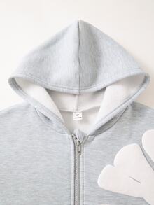 SHEIN 大童男孩字母印花拉鍊休閒運動衫 - 灰色 - 查看 4